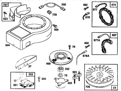 Flywheel Assembly Diagram and Parts List for 259700  Briggs and Stratton Engine